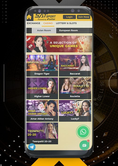 casino gaming available in satsport247 app