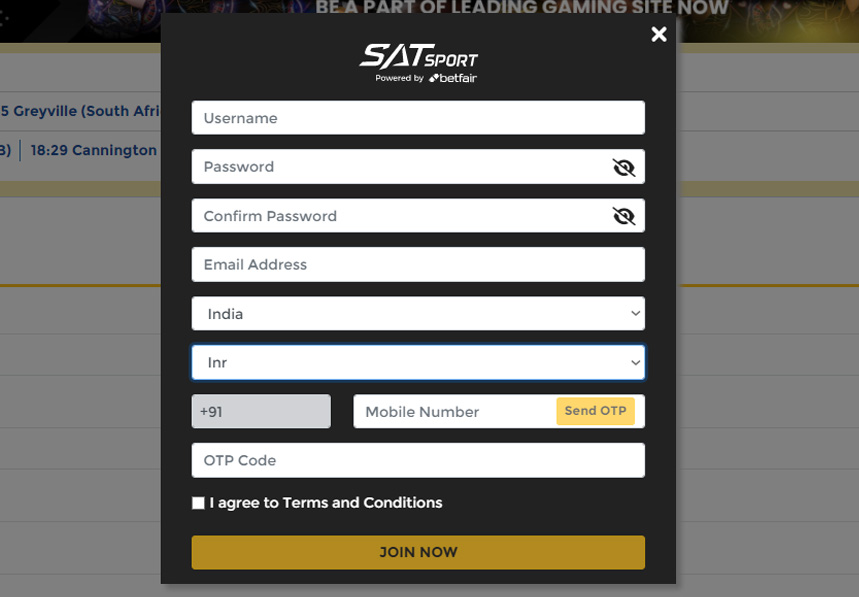 satsport registration step 2